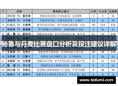 秘鲁与丹麦比赛盘口分析及投注建议详解